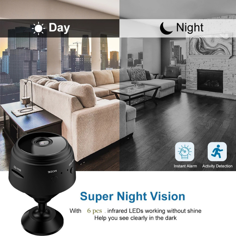 1080P HD Mini WiFi Camera for Home Office Included Sound Detector and Night Vision.