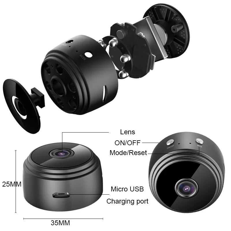 1080P HD Mini WiFi Camera for Home Office Included Sound Detector and Night Vision.