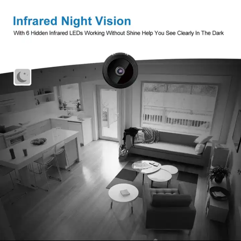 1080P HD Mini WiFi Camera for Home Office Included Sound Detector and Night Vision.