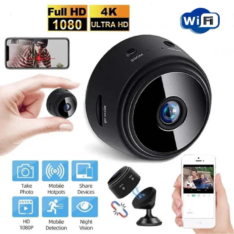 1080P HD Mini WiFi Camera for Home Office Included Sound Detector and Night Vision.